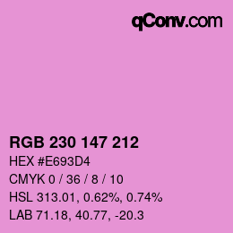 Farbcode: RGB 230 147 212 | qconv.com