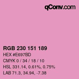 Color code: RGB 230 151 189 | qconv.com