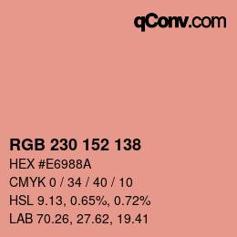 カラーコード: RGB 230 152 138 | qconv.com