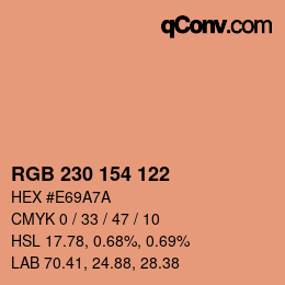 颜色代码: RGB 230 154 122 | qconv.com