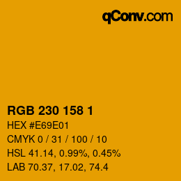 Color code: RGB 230 158 1 | qconv.com
