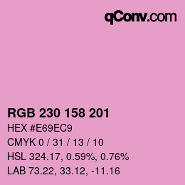 颜色代码: RGB 230 158 201 | qconv.com