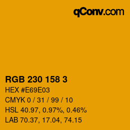 カラーコード: RGB 230 158 3 | qconv.com