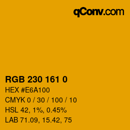 Code couleur: RGB 230 161 0 | qconv.com