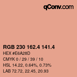 カラーコード: RGB 230 162.4 141.4 | qconv.com