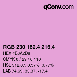 カラーコード: RGB 230 162.4 216.4 | qconv.com