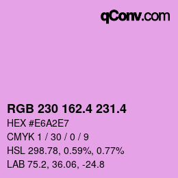 カラーコード: RGB 230 162.4 231.4 | qconv.com