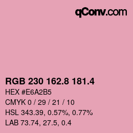 カラーコード: RGB 230 162.8 181.4 | qconv.com