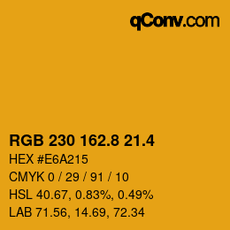 カラーコード: RGB 230 162.8 21.4 | qconv.com