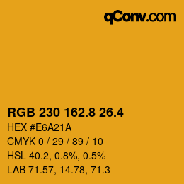 カラーコード: RGB 230 162.8 26.4 | qconv.com
