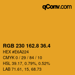 カラーコード: RGB 230 162.8 36.4 | qconv.com