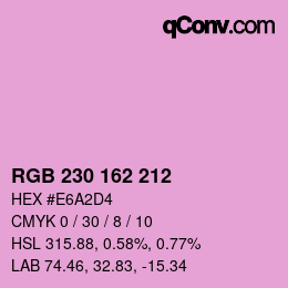 Color code: RGB 230 162 212 | qconv.com