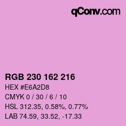 Color code: RGB 230 162 216 | qconv.com