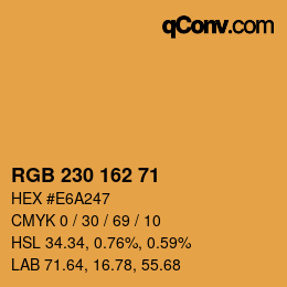 Color code: RGB 230 162 71 | qconv.com