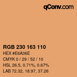 Color code: RGB 230 163 110 | qconv.com