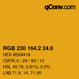 カラーコード: RGB 230 164.2 24.6 | qconv.com