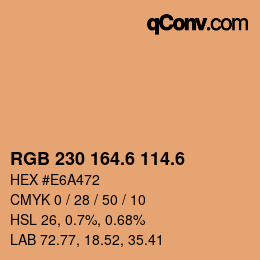 カラーコード: RGB 230 164.6 114.6 | qconv.com