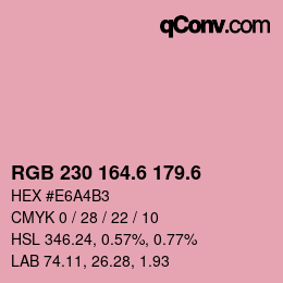 カラーコード: RGB 230 164.6 179.6 | qconv.com