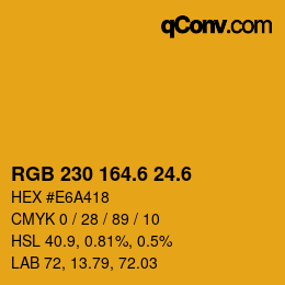 カラーコード: RGB 230 164.6 24.6 | qconv.com
