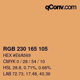 Color code: RGB 230 165 105 | qconv.com