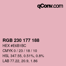 Color code: RGB 230 177 188 | qconv.com