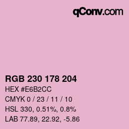 Código de color: RGB 230 178 204 | qconv.com