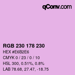 Código de color: RGB 230 178 230 | qconv.com
