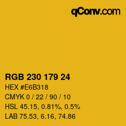 Color code: RGB 230 179 24 | qconv.com