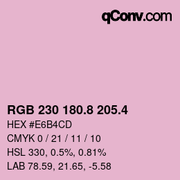 カラーコード: RGB 230 180.8 205.4 | qconv.com