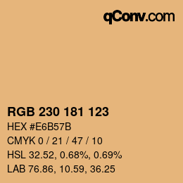 颜色代码: RGB 230 181 123 | qconv.com