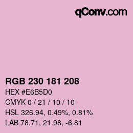 Color code: RGB 230 181 208 | qconv.com