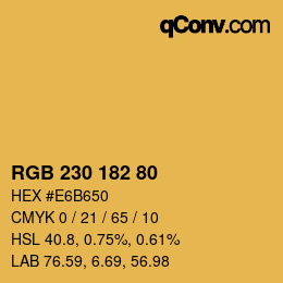 カラーコード: RGB 230 182 80 | qconv.com