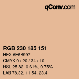 Código de color: RGB 230 185 151 | qconv.com
