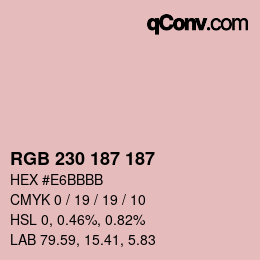 Color code: RGB 230 187 187 | qconv.com