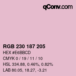 カラーコード: RGB 230 187 205 | qconv.com
