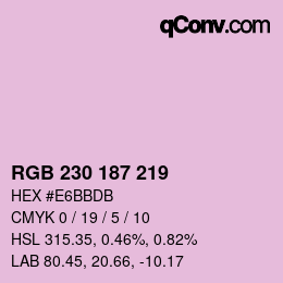 Color code: RGB 230 187 219 | qconv.com