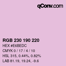 Code couleur: RGB 230 190 220 | qconv.com