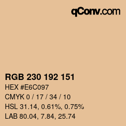 颜色代码: RGB 230 192 151 | qconv.com