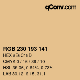颜色代码: RGB 230 193 141 | qconv.com
