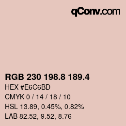カラーコード: RGB 230 198.8 189.4 | qconv.com