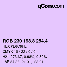 カラーコード: RGB 230 198.8 254.4 | qconv.com
