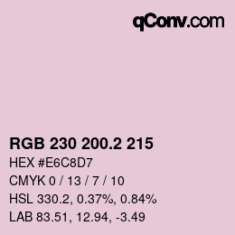 カラーコード: RGB 230 200.2 215 | qconv.com