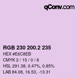 カラーコード: RGB 230 200.2 235 | qconv.com