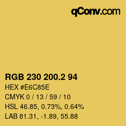 カラーコード: RGB 230 200.2 94 | qconv.com