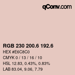 カラーコード: RGB 230 200.6 192.6 | qconv.com