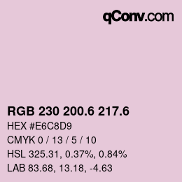 カラーコード: RGB 230 200.6 217.6 | qconv.com