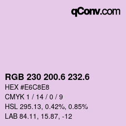 カラーコード: RGB 230 200.6 232.6 | qconv.com