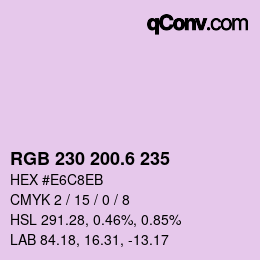 カラーコード: RGB 230 200.6 235 | qconv.com
