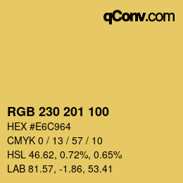 Color code: RGB 230 201 100 | qconv.com