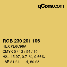 Color code: RGB 230 201 106 | qconv.com